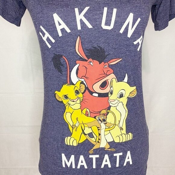 Disney Lion King Hakuna Matata Blue V-Neck T Shirt Size Small - Picture 2 of 6